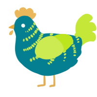 A sea and lime chicken with a half-bar pattern