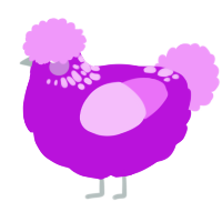 A amethyst and lavender chicken with a neck-speckle pattern