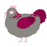 A ash and maroon chicken with a neck-speckle pattern