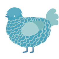 A cerulean and aqua chicken with a lace pattern