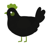 A black chicken with a bar pattern