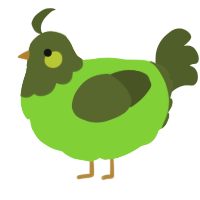 A grass and olive chicken with a head pattern