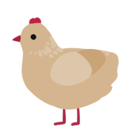 A beige chicken with a neck-speckle pattern