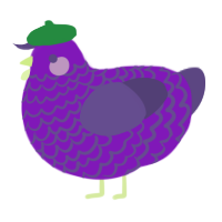 A violet and overcast chicken with a lace pattern