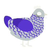 Ghost, a silver and indigo chicken with a lace pattern