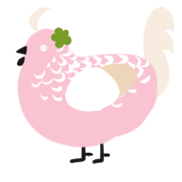 A rose and cream chicken with a half-lace pattern