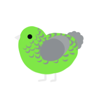 A violet and grey chicken with a half-lace pattern
