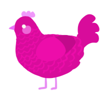 A fuchsia chicken with a lace pattern