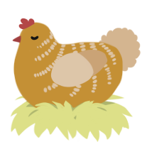 A gold and beige chicken with a half-bar pattern