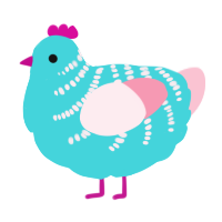 A aqua and rose chicken with a half-bar pattern