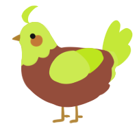 A russet and lime chicken with a head pattern