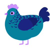 A teal and navy chicken with a half-lace pattern
