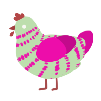 A gluppy and fuchsia chicken with a bar pattern