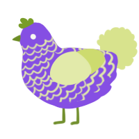 A blurple and lemon chicken with a lace pattern