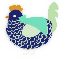 A navy and gluppy chicken with a lace pattern