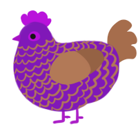 A violet and brown chicken with a lace pattern