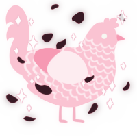 A rose chicken with a lace pattern