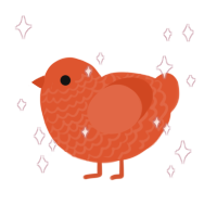 A vermilion chicken with a lace pattern