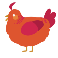 A vermilion and crimson chicken with a neck-band pattern