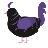 A sable and overcast chicken with a half-bar pattern