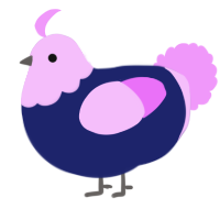 A navy and lavender chicken with a head pattern