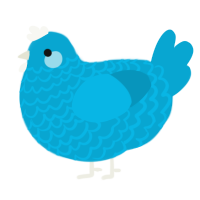 A cerulean chicken with a lace pattern