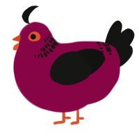 A maroon and black chicken with a neck-band pattern