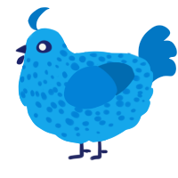 A sky and sapphire chicken with a speckle pattern