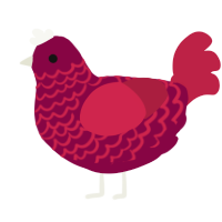 A maroon and crimson chicken with a lace pattern
