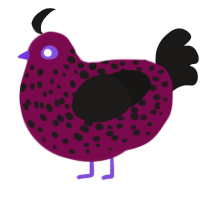 Blackberry Larry, a wine and sable chicken with a speckle pattern