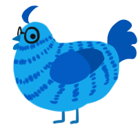 A sky and ultramarine chicken with a bar pattern