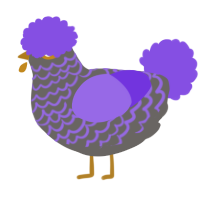 A grey and blurple chicken with a lace pattern
