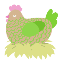 A beige and grass chicken with a lace pattern