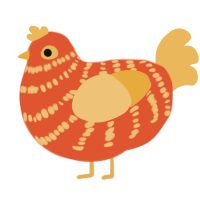 A vermilion and honey chicken with a bar pattern