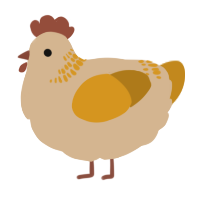 A beige and ochre chicken with a neck-band pattern