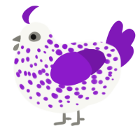 Powdered Sugar, a white and violet chicken with a speckle pattern