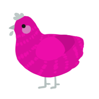 A fuchsia chicken with a bar pattern