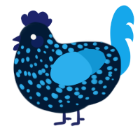 A tumblr and sky chicken with a speckle pattern