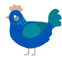 A ultramarine and sea chicken with a neck-speckle pattern