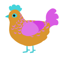 A orange and orchid chicken with a half-lace pattern