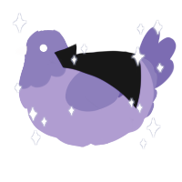 A blurple and indigo chicken with a head pattern