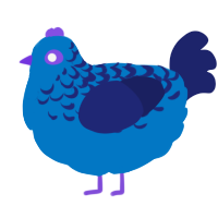A sapphire and navy chicken with a half-lace pattern