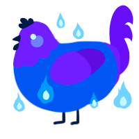 A ultramarine and violet chicken with a head pattern