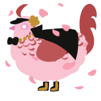 A rose and red chicken with a half-lace pattern