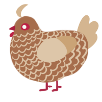 A brown and beige chicken with a lace pattern