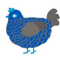 A ultramarine and grey chicken with a lace pattern