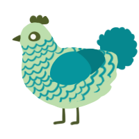 A gluppy and teal chicken with a lace pattern