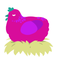 A fuchsia and amethyst chicken with a neck-speckle pattern