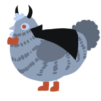 A spring and ochre chicken with a bar pattern
