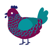 A wine and teal chicken with a lace pattern